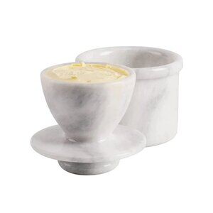 Artreestry Marble Butter Keeper White Cover Pot Handmade French Butter Storage